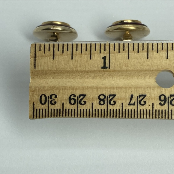 Vintage Krementz Gold Tone Red Enamel Circle Cufflinks Classic Mens Jewelry Gift - Picture 10 of 10